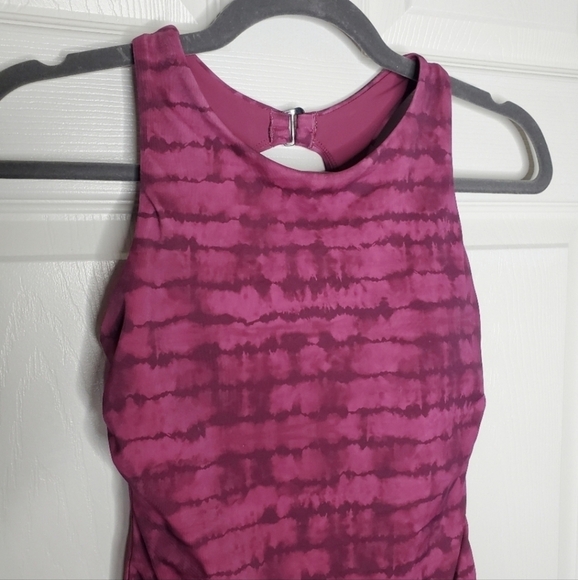 Athleta Maldives Purple Plum Tie Dye Printed Cut Out One Piece Swimsuit - Picture 4 of 9